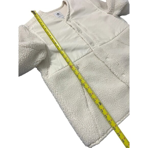 Adidas Wings & Horn Off White Sherpa Jacket Coat Men Size L Button Down Front - Picture 12 of 12